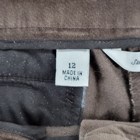Talbots Womens Velvet Pants 12 Brown Stretch High‎ Rise Straight Leg Ankle - Picture 11 of 12